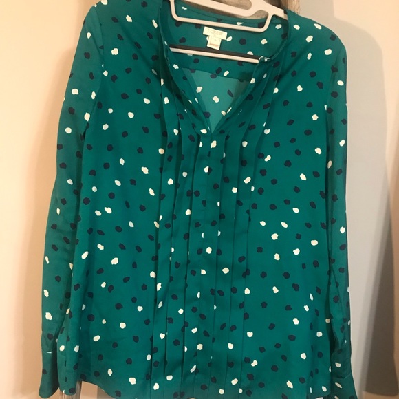 Bundle 4/25 JCREW blouse, Satin Green, Size 2 - Picture 1 of 3